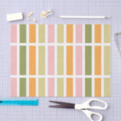 Papier Mousseline Or rose orange et rayures vertes (Artisanat)