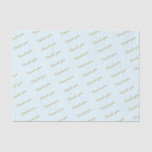 Papier Mousseline Or simple Merci bleu clair