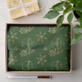 Papier Mousseline Or sur les symboles de Noël vert sans couture moti (Cadeau)