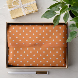 Papier Mousseline Orange à pois blancs