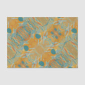 Papier Mousseline orange abstrait et turquoise (Recto)