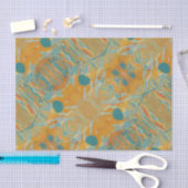 Papier Mousseline orange abstrait et turquoise (Artisanat)