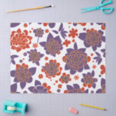 Papier Mousseline Orange atomique et violet rétro Floral du milieu d (Artisanat)