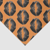 Papier Mousseline Orange Black Motif Lèvres noires Halloween fête (Détail)