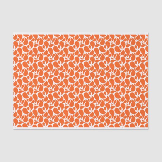 PAPIER MOUSSELINE ORANGE & BLANC PAISLEY MOTIFS (Recto)