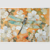 Papier Mousseline Orange Blossoms Dragonfly Découpage Vintage (Recto)