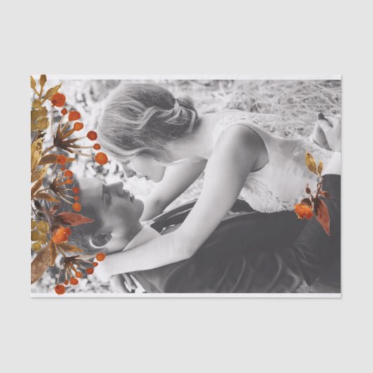 Papier Mousseline Orange Brown Feuillage Ajouter Votre Propre Photo (Recto)