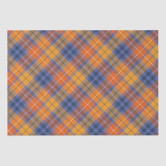 Papier Mousseline Orange Brown Violet Automne Plaid (Recto)