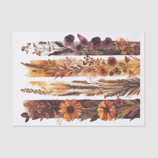 Papier Mousseline Orange Brûlé Automne automne Fleurs sauvages Décou (Recto)