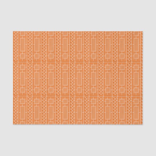 Papier Mousseline Orange Chinoiserie Bamboo Motif (Recto)