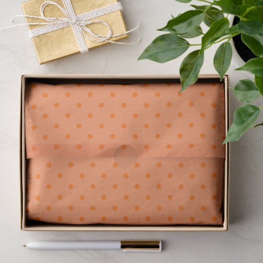 Papier Mousseline Orange Clair Avec Des Points Orange (Cadeau)