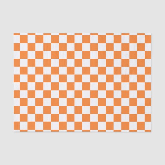 Papier Mousseline Orange et blanc Checkered (Recto)