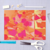 Papier Mousseline Orange et rose chaud, Kadinsky inspiré Abstrait (Artisanat)