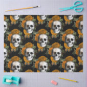 Papier Mousseline Orange Floral Skull Series Design 10 (Artisanat)