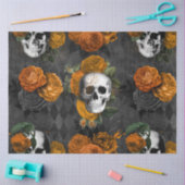 Papier Mousseline Orange Floral Skull Series Design 2 (Artisanat)