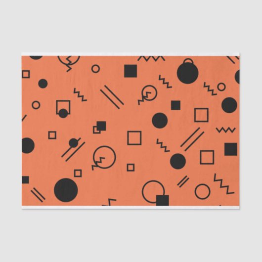Papier Mousseline Orange, fun, trendy, geometric Memphis graphic (Recto)