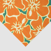 Papier Mousseline Orange Hibiscus Fleurs Tropical Hawaiian Luau (Détail)