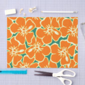 Papier Mousseline Orange Hibiscus Fleurs Tropical Hawaiian Luau (Artisanat)