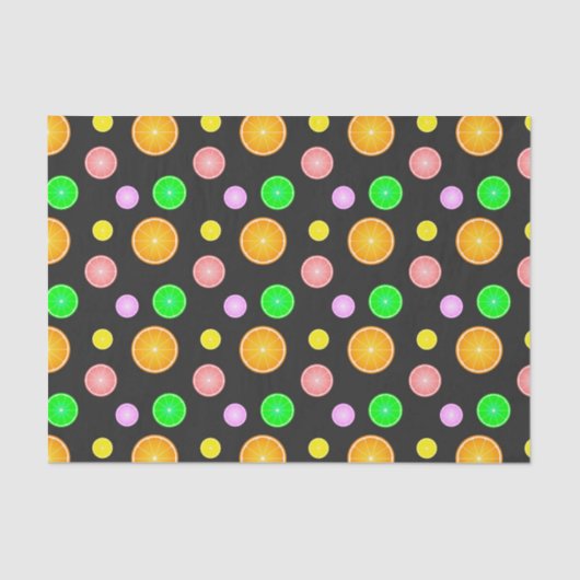 Papier Mousseline Orange lemon lime grapefruit summer party pattern (Recto)