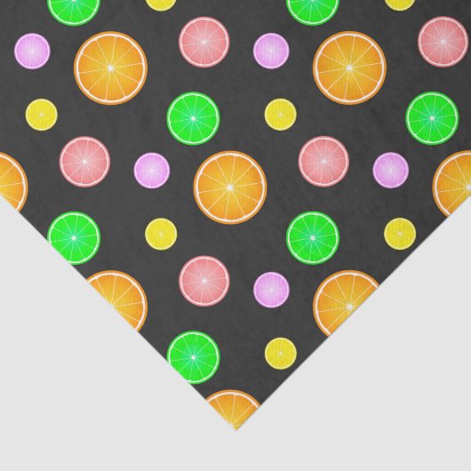 Papier Mousseline Orange lemon lime grapefruit summer party pattern (Détail)