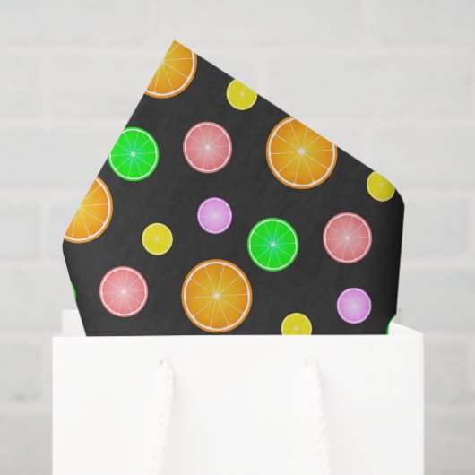 Papier Mousseline Orange lemon lime grapefruit summer party pattern (Sac cadeau)