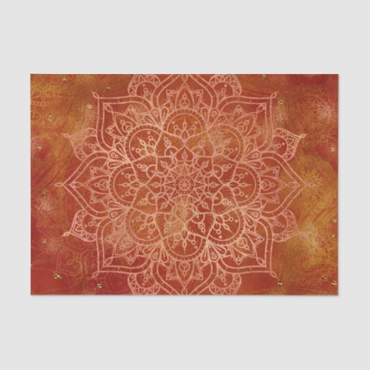 Papier Mousseline Orange Mandala & Gold Glam Modern Chic (Recto)