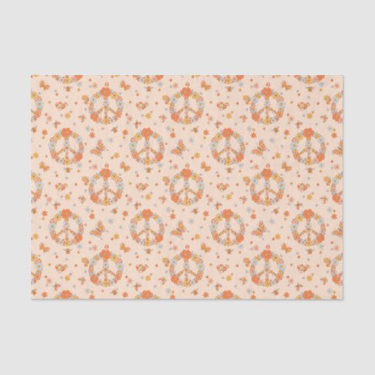 Papier Mousseline Orange Peace Floral (Recto)