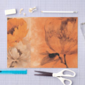 Papier Mousseline Orange Peonies 2 Découpage Conception de collage (Artisanat)
