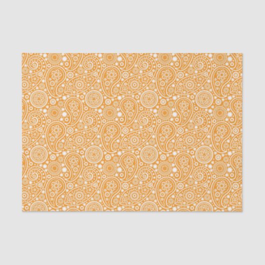 Papier Mousseline Orange Retro Paisley (Recto)