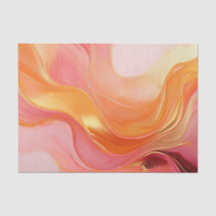 Papier Mousseline Orange, rose et or Abstrait moderne