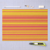 Papier Mousseline Orange rouge jaune rayures (Artisanat)