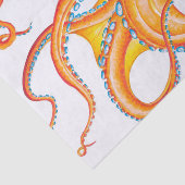 Papier Mousseline Orange Rouge Kraken Octopus Danse d'Art (Détail)
