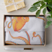 Papier Mousseline Orange Rouge Kraken Octopus Danse d'Art (Cadeau)