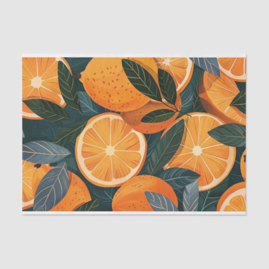 Papier Mousseline Orange Slices Agrumes Illustration de fruits Décou (Recto)