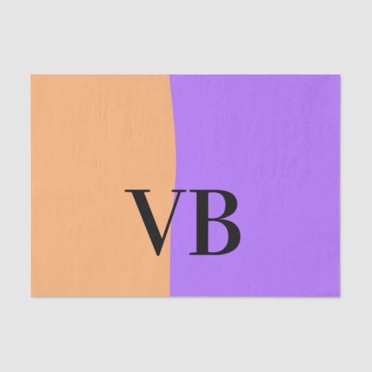 Papier Mousseline Orange violet solide ajouter nom lettre monogramme (Recto)