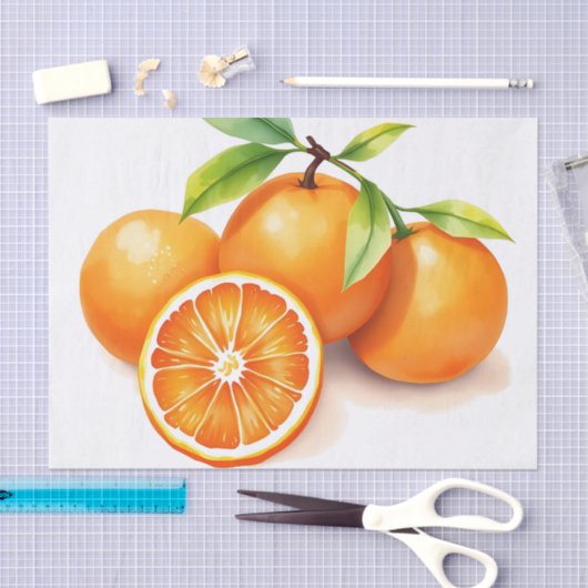Papier Mousseline Oranges aquarelles vives (Artisanat)