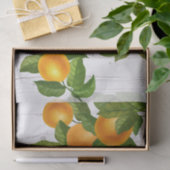 Papier Mousseline Oranges d'agrumes frais aquarelle bois blanc rusti (Cadeau)