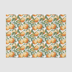 Papier Mousseline Oranges d'aquarelle et Motif Feuille