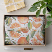 Papier Mousseline Oranges Fruit Citrus Vert Feuilles Blanc (Cadeau)