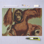 Papier Mousseline Orangoutans vintages sur un arbre  (Artisanat)