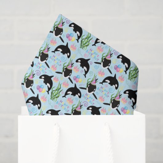 Papier Mousseline Orca Birthday Tissue Paper in Blue (Sac cadeau)