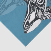 Papier Mousseline Orca Killer Whale Tlingit Indigo encre bleue (Détail)