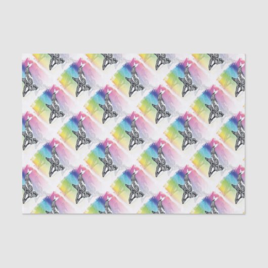 Papier Mousseline Orca Whale Tribal Rainbow Art (Recto)