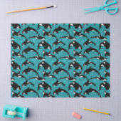 Papier Mousseline Orcas Killer Whales in the Ocean Patterned (Artisanat)