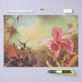 Papier Mousseline Orchidée avec deux colibris, peinture d'art (Artisanat)