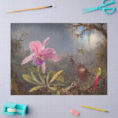 Papier Mousseline Orchidée de Cattleya et trois colibris par Heade (Artisanat)