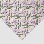 Papier Mousseline Orchidées blanches violettes délicates sur crème V (Détail)