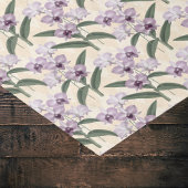 Papier Mousseline Orchidées blanches violettes délicates sur crème V