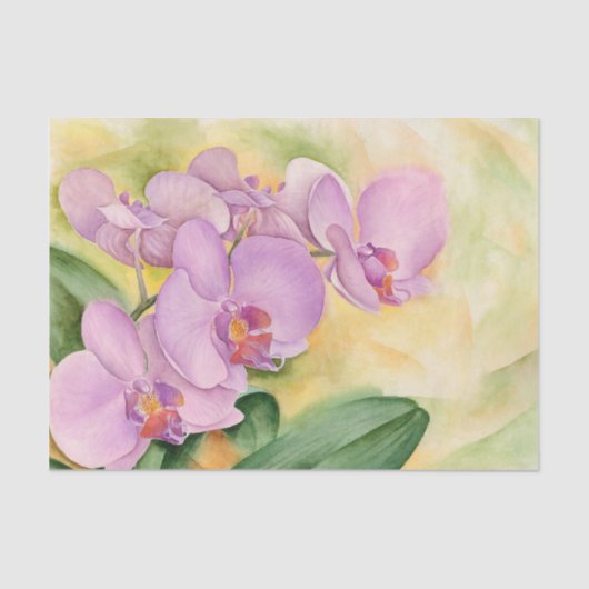 Papier Mousseline Orchidées de découpage florale Aquarelle rose (Recto)