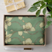 Papier Mousseline Orchidées et chaînes, jaune et vert kelly (Cadeau)
